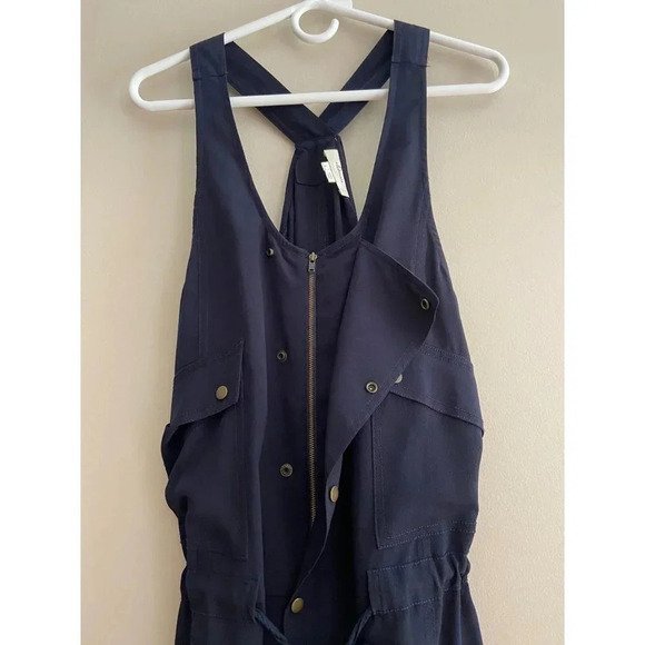 Elevenses Anthropologie Utility Racerback Shorts Romper Navy Blue Size Small - Picture 4 of 13